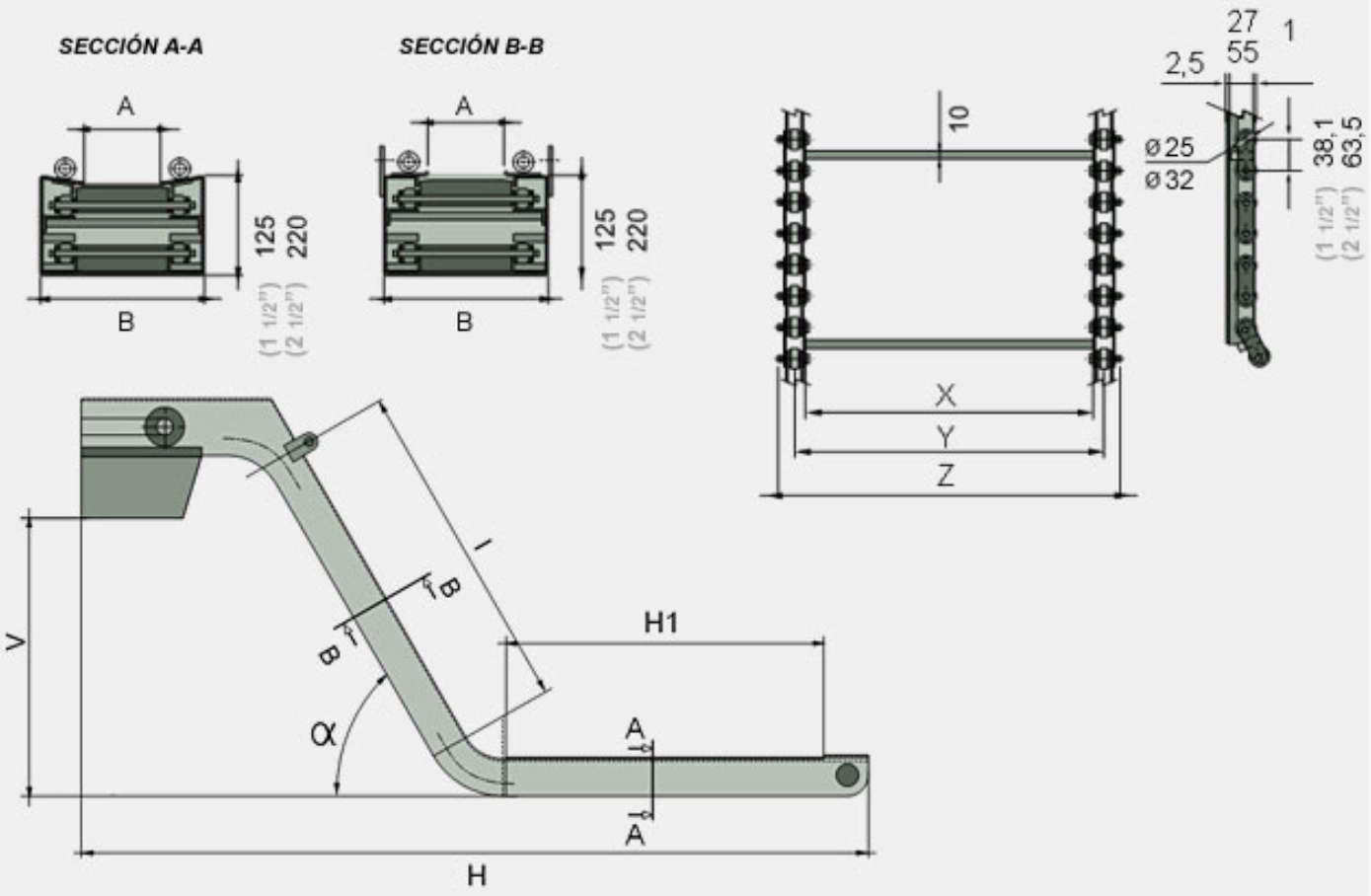 Transportador 1 1/2” & 2 1/2”